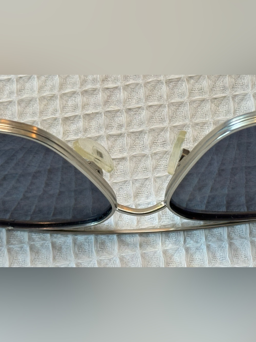 Vintage Silver metal Frame Sunglasses with Dark Blue Lenses - Picture 4 of 12